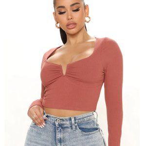 FASHION NOVA Breaking Rules Ribbed Top Rose Pink, Size S